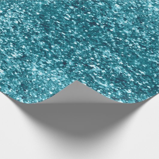 Aqua Blauwgroen Blue Sparkle Cadeaupapier (Hoek)