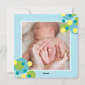 Aqua Blauwgroen Bubbly Pop Retro Circles Baby Boy  Feestdagenkaart (Achterkant)