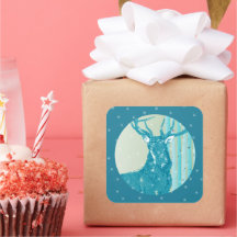 Aqua Blauwgroen Buck Deer Birch Tree Snowflake