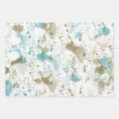 Aqua Blauwgroen Cream Waterverf Tie Dye Abstract Inpakpapier Vel (Voorkant)