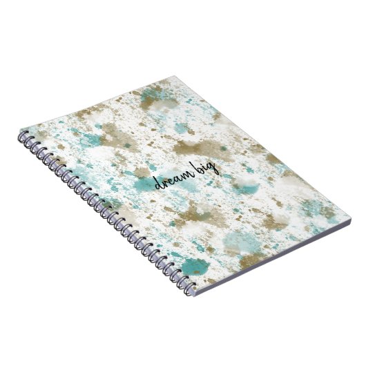 Aqua Blauwgroen Cream Waterverf Tie Dye Abstract Notitieboek (Rechterzijde)