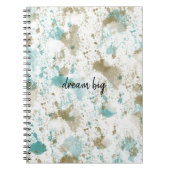 Aqua Blauwgroen Cream Waterverf Tie Dye Abstract Notitieboek (Voorkant)