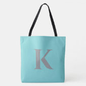 Aqua Blauwgroen Custom Modern Monogram Zomer Tote Bag (Voorkant)