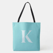 Aqua Blauwgroen Custom Modern Monogram Zomer Tote Bag (Voorkant)