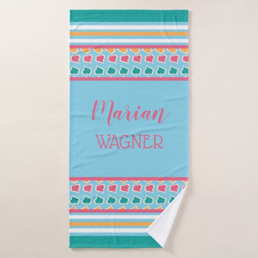 Aqua Blauwgroen Eigen badhanddoek voor haar (Badhanddoek)