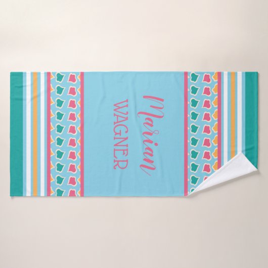 Aqua Blauwgroen Eigen badhanddoek voor haar (Badhanddoek)