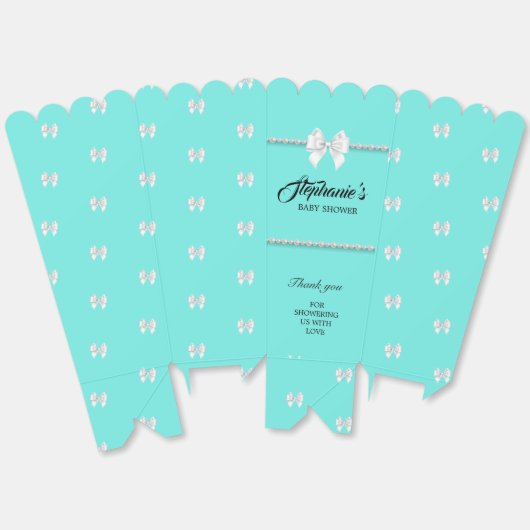 Aqua Blauwgroen Elegant Tiffany Thema Baby shower Bedankdoosjes (Ongevouwen)