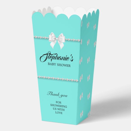 Aqua Blauwgroen Elegant Tiffany Thema Baby shower Bedankdoosjes (Voorkant)