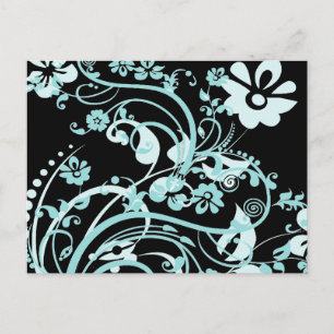 Aqua Blauwgroen en Black Floral Swirls Gifts for G Briefkaart