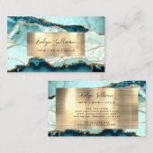 Aqua Blauwgroen en Gold Agaat Visitekaartje (Voorkant / Achterkant)