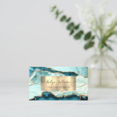 Aqua Blauwgroen en Gold Agaat Visitekaartje (Staand voorkant)