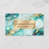 Aqua Blauwgroen en Gold Modern Glitter Visitekaartje (Voorkant)
