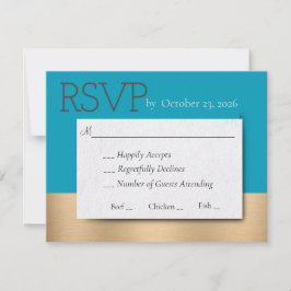 Aqua Blauwgroen en Gold Wedding RSVP Response Kaar