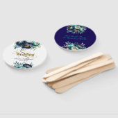 Aqua Blauwgroen en Navy Peony Bouquet bruiloft Handwaaier (Niet-gemonteerd)