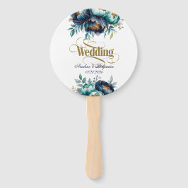 Aqua Blauwgroen en Navy Peony Bouquet bruiloft Handwaaier