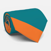 Aqua Blauwgroen en Oranje Broad University Stripe Stropdas (Opgerold)