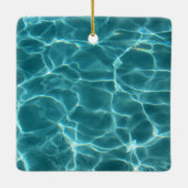 Aqua Blauwgroen en White Swimming Pool Photo Monog Keramisch Ornament (Achterkant)