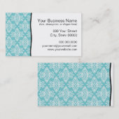 Aqua Blauwgroen en wit Damask Visitekaartje (Voorkant / Achterkant)