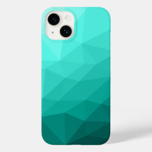 Aqua blauwgroen geometrisch mesh ombre patroon Case-Mate iPhone 14 hoesje