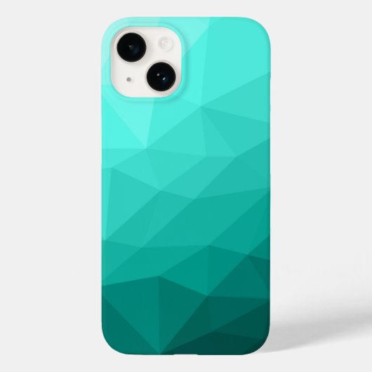 Aqua blauwgroen geometrisch mesh ombre patroon Case-Mate iPhone case (Achterkant)