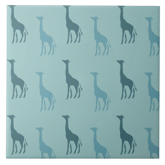 Aqua Blauwgroen Giraffe Animal Tegeltje (Voorkant)