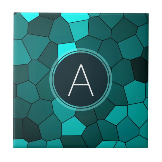 Aqua Blauwgroen Glas in lood Mosaic Tegeltje (Voorkant)