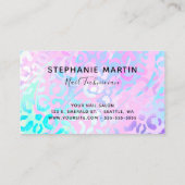 Aqua Blauwgroen Glitter Iridescent Leopard Visitekaartje (Achterkant)