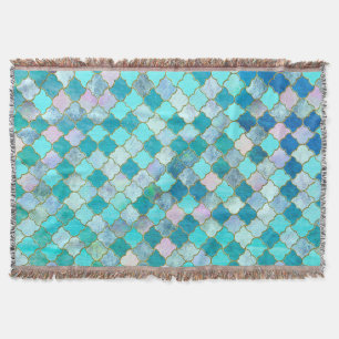 Aqua Blauwgroen Gold Oriental Moroccan Tegel Deken