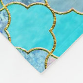 Aqua Blauwgroen Gold Oriental Moroccan Tegel Fleece Deken (Hoek)