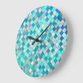 Aqua Blauwgroen Gold Oriental Moroccan Tegel Grote Klok (Hoek)