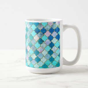 Aqua Blauwgroen Gold Oriental Moroccan Tegel Koffiemok