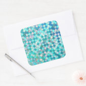 Aqua Blauwgroen Gold Oriental Moroccan Tegel Vierkante Sticker (Envelop)