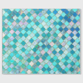 Aqua Blauwgroen Gold Oriental Moroccan Tile Cadeaupapier (Vlak)