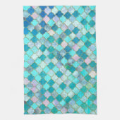 Aqua Blauwgroen Gold Oriental Moroccan Tile Theedoek (Verticaal)