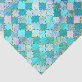 Aqua Blauwgroen Gold Oriental Moroccan Tile Tissuepapier (Detail)