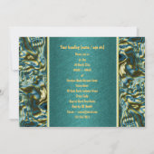 Aqua blauwgroen gouden feest kaart (Achterkant)