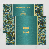 Aqua blauwgroen gouden feest kaart (Voorkant / Achterkant)