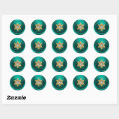 Aqua Blauwgroen Green en Gold Star van David Ronde Sticker (Vel)