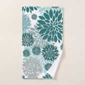 Aqua Blauwgroen grijs bloempatroon Bad Handdoek (Handdoek)