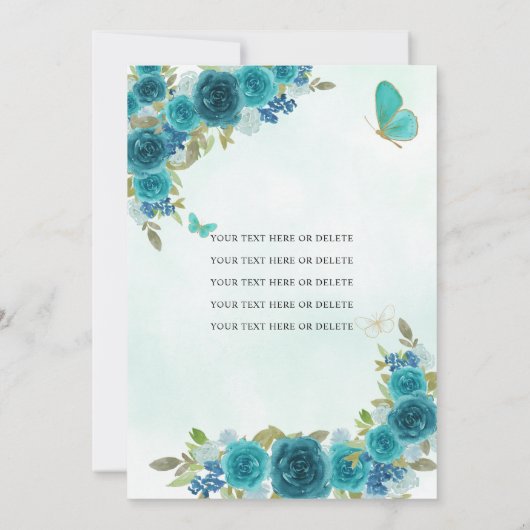 Aqua Blauwgroen Groen goud prinses Quinceañera Kaart (Achterkant)