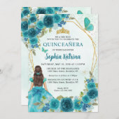 Aqua Blauwgroen Groen goud prinses Quinceañera Kaart (Voorkant / Achterkant)