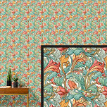 Aqua Blauwgroen Groen Sinaasappel Art Nouveau Behang<br><div class="desc">Aqua Blauwgroen Groen Sinaasappel Art Nouveau Behang</div>