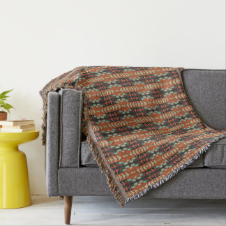 Aqua Blauwgroen Groen Sinaasappel Taupe Beige Trib Deken