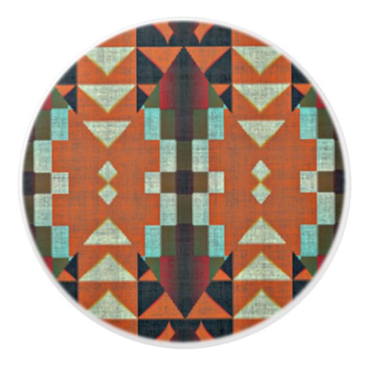 Aqua Blauwgroen Groen Sinaasappel Taupe Beige Trib Keramische Knop (Voorkant)