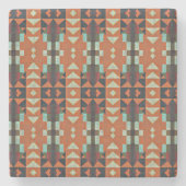 Aqua Blauwgroen Groen Sinaasappel Taupe Beige Trib Stenen Onderzetter (Voorkant)