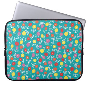 Aqua/Blauwgroen Kinder Floral Ditsy-laptophoes Laptop Sleeve