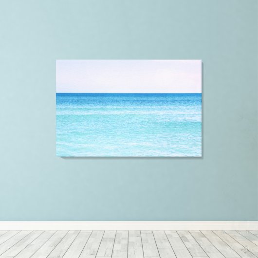 Aqua Blauwgroen lavender Ocean Waves Tropisch stra Canvas Afdruk (Insitu (Houten vloer))