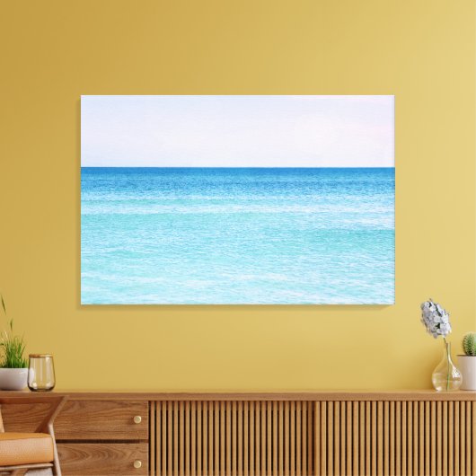 Aqua Blauwgroen lavender Ocean Waves Tropisch stra Canvas Afdruk (Insitu (Woonkamer))