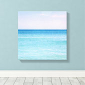 Aqua Blauwgroen lavender Ocean Waves Tropisch stra Canvas Afdruk (Insitu (Houten vloer))