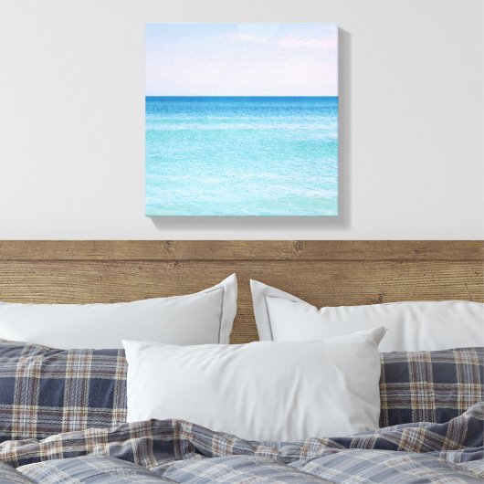 Aqua Blauwgroen lavender Ocean Waves Tropisch stra Canvas Afdruk (Insitu (Slaapkamer))